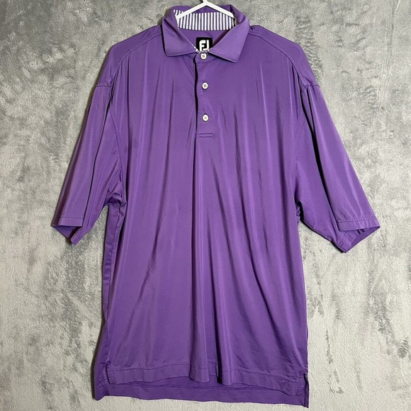 FootJoy FJ Polo Shirt Men's Medium Purple Golf Short Sleeve Casual Read‎ - Picture 1 of 10